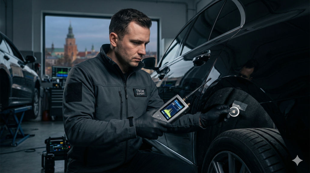 detektyw szuka AirTag